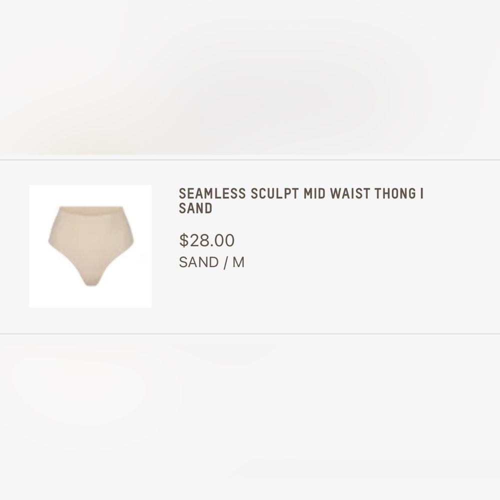 NWOT SKIMS Seamless Sculpt Mid Waist Thong Sand Medium